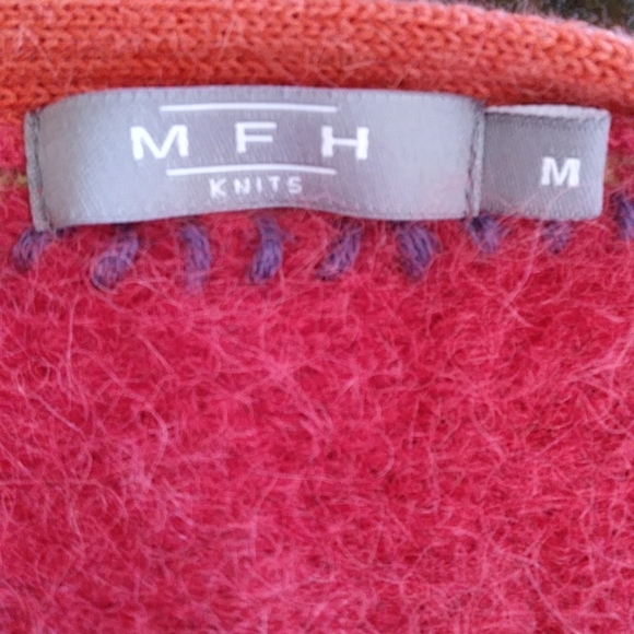 MFH Knits Baby Alpaca Blend Cardigan Sweater M Red Purple - Picture 2 of 16